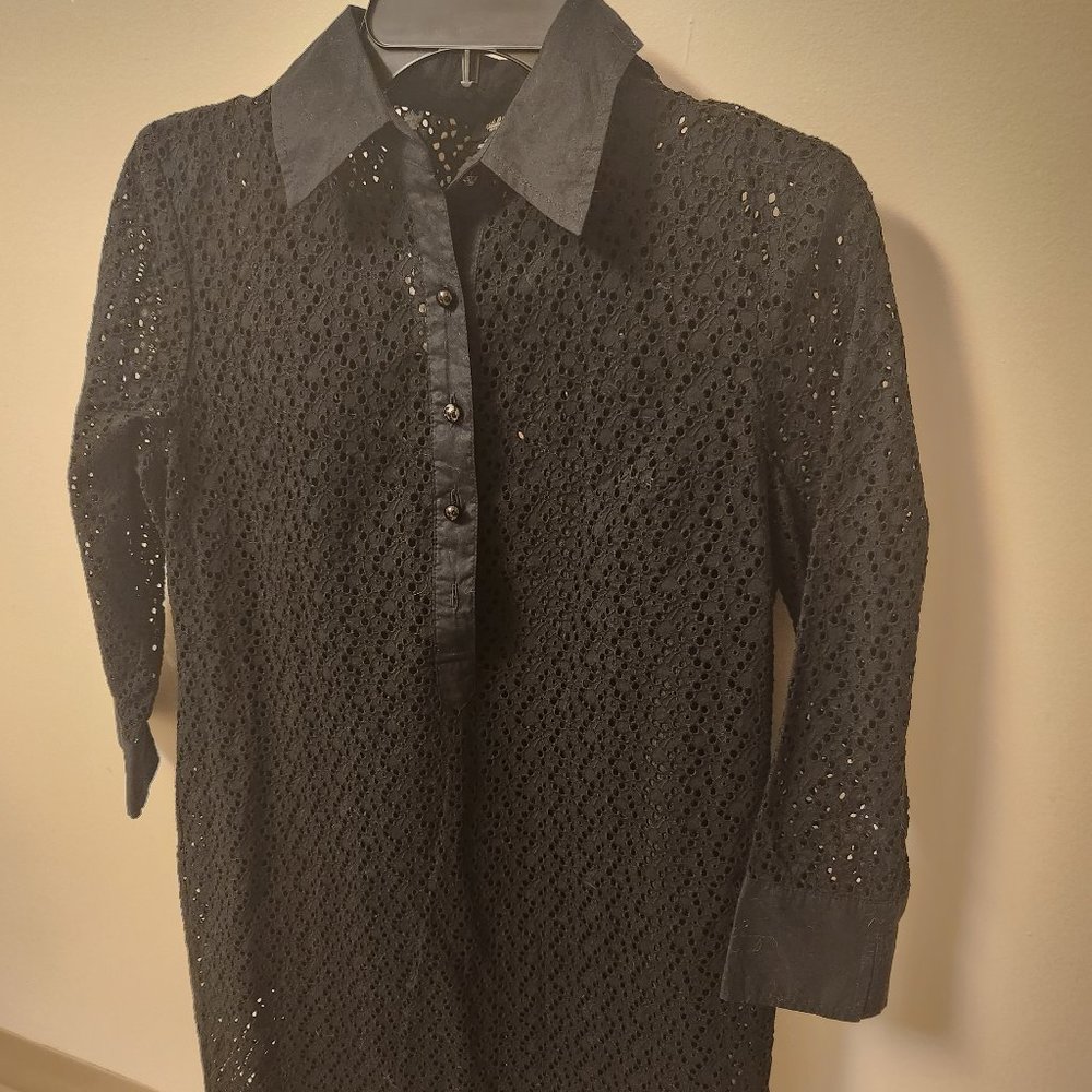 TALBOTS women's Dress Black 100% Cotton Lace size 8P w/ underwear tank Vintage